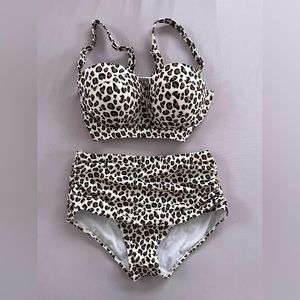 Leopard print two piece swim